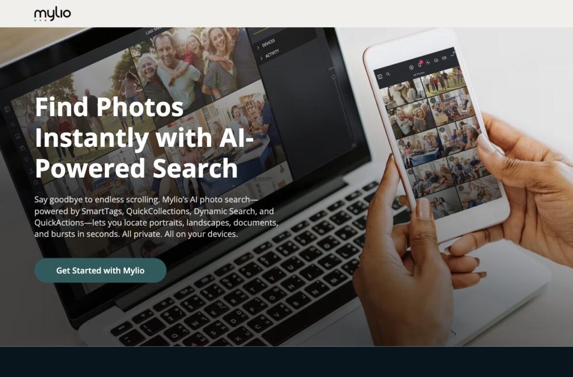 Mylio Photos KI-Suche auf Laptop und Smartphone – Screenshot für den Mylio-Review